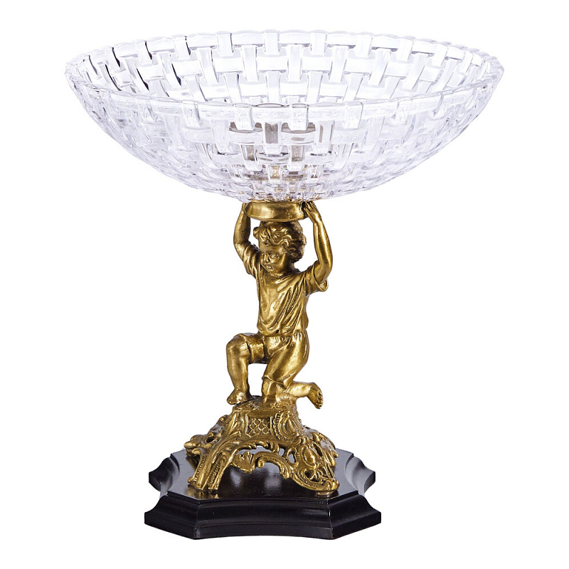 Чаша для фруктов с подножием в виде ангела Eden Garden Бронза Прозрачный в Нижнем Новгороде | Loft Concept 