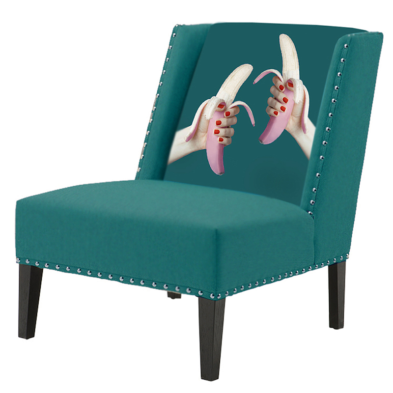 FUN Armchair Two Bananas Turquoise Дизайнерское кресло с цветным принтом Бирюзовый в Нижнем Новгороде | Loft Concept 