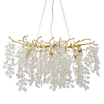 Люстра подвесная с золотистыми ветками и стеклянными подвесками в виде листьев Длина 80 см FAIRYTREE Light варинант исполнения - 1 | Loft Concept в Нижнем Новгороде