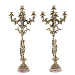 Подсвечники из бронзы на 10 свечей на подставке из камня креноид Stone Candlestick варинант исполнения - 1 | Loft Concept в Нижнем Новгороде