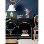 Ваза стеклянная прозрачная с бронзовым основанием в виде ветвей и фарфоровыми птичками Eden Garden варинант исполнения - 6 | Loft Concept в Нижнем Новгороде