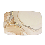 Обеденный стол с прямоугольной бежевой столешницей из стекла на 4-х деревянных ножках Beige Marble варинант исполнения - 2 | Loft Concept в Нижнем Новгороде