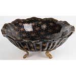 Блюдо черного цвета из фрафора на бронзовых ножках Eden Garden porcelain and bronze варинант исполнения - 1 | Loft Concept в Нижнем Новгороде