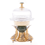 Икорница с декором "Три рыбки" с гравировкой и натуральным камнем Нефрит Decorative Cavair Dishes варинант исполнения - 7 | Loft Concept в Нижнем Новгороде