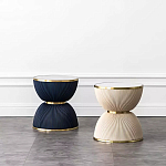 Дизайнерский журнальный стол фактурный с круглой белой столешницей Luler варинант исполнения - 2 | Loft Concept в Нижнем Новгороде