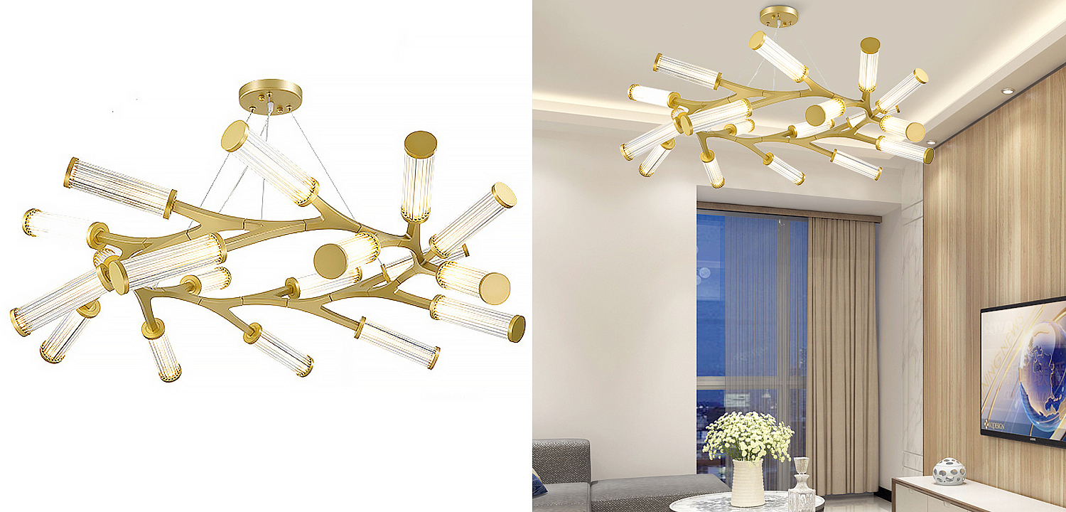 Люстра Cylinder Branches Chandelier Ring Gold Люстра Cylinder Branches Chandelier Ring Gold - Loft-Concept в Нижнем Новгороде