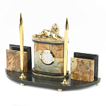 Настольный письменный набор из камня офиокальцит и бронзы с декором в виде льва Successful Leader варинант исполнения - 2 | Loft Concept в Нижнем Новгороде