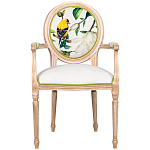Стул с подлокотниками золотистый из бука с изображением птиц и цветов Blooming Birds 2 варинант исполнения - 1 | Loft Concept в Нижнем Новгороде