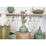 Кувшин зеленого цвета из фарфора с бронзовой крышкой и изогнутой ручкой Eden Garden porcelain and bronze варинант исполнения - 4 | Loft Concept в Нижнем Новгороде