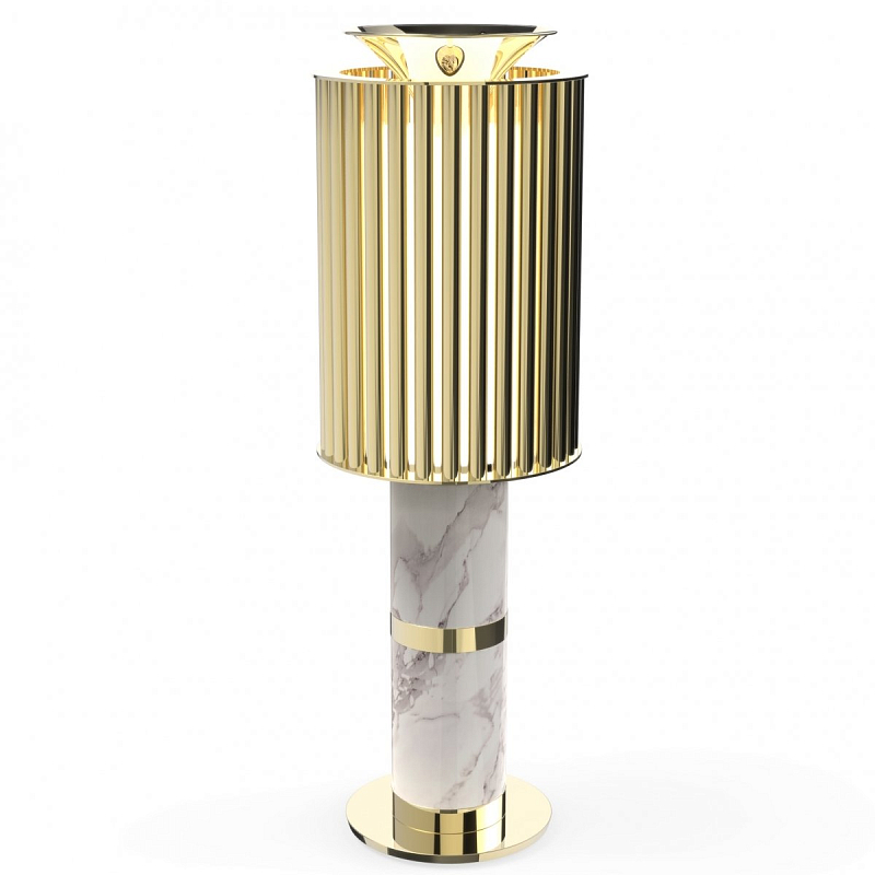 Настольная лампа Donna Table Light in Brass with White Marble Base Глянцевое золото Белый Мрамор Bianco в Нижнем Новгороде | Loft Concept 