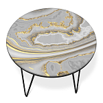 Стол журнальный c круглой столешницей из стекла серого цвета Gray and Gold Marble варинант исполнения - 2 | Loft Concept в Нижнем Новгороде