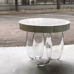 Дизайнерский журнальный стол на 3-х овальных прозрачных ножках Tukutic варинант исполнения - 2 | Loft Concept в Нижнем Новгороде