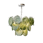Люстра из зеленых стеклянных дисков с перламутровым эффектом Green Glowing Glaze варинант исполнения - 7 | Loft Concept в Нижнем Новгороде