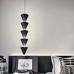 Подвесной светильник светодиодный в виде ряда черных металлических конусов  Herringbone варинант исполнения - 5 | Loft Concept в Нижнем Новгороде