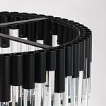 Люстра круглая из матового черного металла с подвесками из прозрачных стеклянных трубок Noir Tubes варинант исполнения - 9 | Loft Concept в Нижнем Новгороде