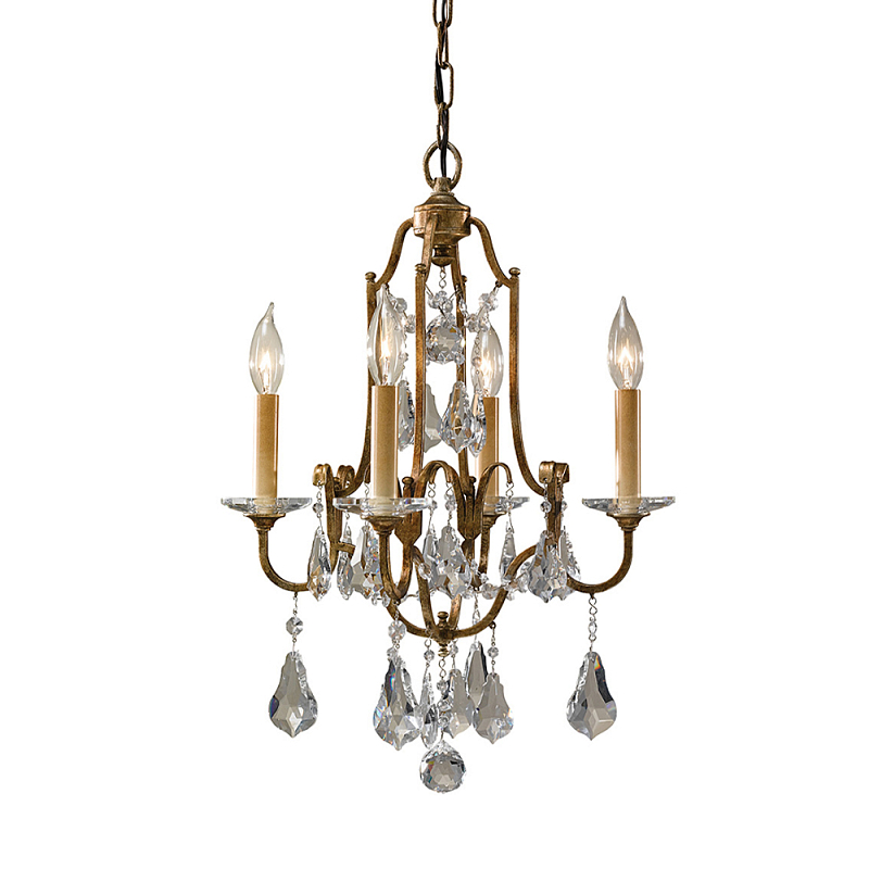 Люстра с 4-мя лампами и стеклянными подвесками в классическом стиле Feiss Бронза Прозрачное Стекло в Нижнем Новгороде | Loft Concept 