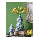 Ваза фигурная с сине-зелеными узорами распустившихся цветов Blossoming Spring варинант исполнения - 4 | Loft Concept в Нижнем Новгороде