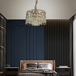 Люстра круглая с хрустальными подвесками на золотистом каркасе Roul Crystal Light варинант исполнения - 13 | Loft Concept в Нижнем Новгороде