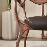 Стул деревянный с мягким сиденьем из коричневой натуральной кожи Moon Walnut Furniture варинант исполнения - 3 | Loft Concept в Нижнем Новгороде