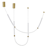 Подвесной светильник с 3-мя изогнутыми плафонами и белыми декоративными шариками PEARLS Suspension варинант исполнения - 2 | Loft Concept в Нижнем Новгороде