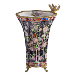 Ваза из фарфора черная с цветочной росписью и бронзовой стрекозой Spring Garden варинант исполнения - 1 | Loft Concept в Нижнем Новгороде