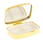 Таблетница карманная прямоугольная с 2-мя отделениями с зеркалом и накладкой из натурального камня Флюорит Gold Stone Pillboxes варинант исполнения - 3 | Loft Concept в Нижнем Новгороде
