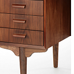 Дизайнерский письменный стол округлой формы с 4-мя ящиками и дверкой с полочками Rili варинант исполнения - 5 | Loft Concept в Нижнем Новгороде