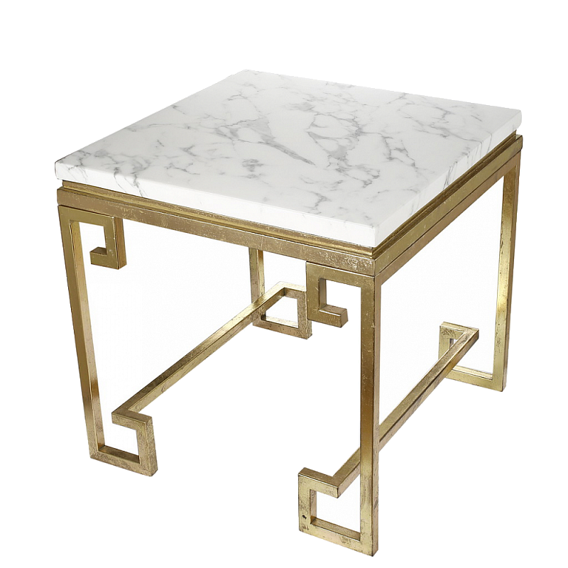 Приставной стол Golden Meander Side Table Белый Золотой в Нижнем Новгороде | Loft Concept 