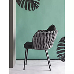 Стул мягкий с декором в виде плетеных лент на спинке и подлокотниках Semicircular Chair Decorated with Ribbons варинант исполнения - 2 | Loft Concept в Нижнем Новгороде