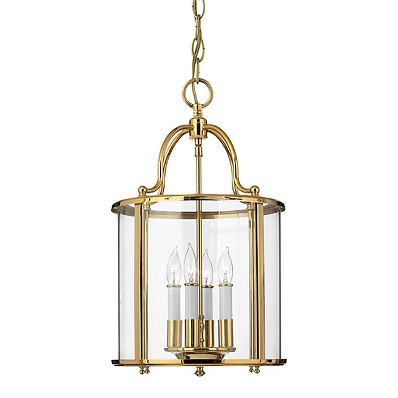 Подвесной светильник с прозрачным стеклянным цилиндрическим плафоном в классическом стиле на цепи Hinkley Латунь Прозрачное Стекло Олово Никель в Нижнем Новгороде | Loft Concept 