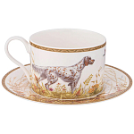 Чайная пара из фарфора с изображением собаки и уток 300 мл Hunting Porcelain Collection варинант исполнения - 1 | Loft Concept в Нижнем Новгороде