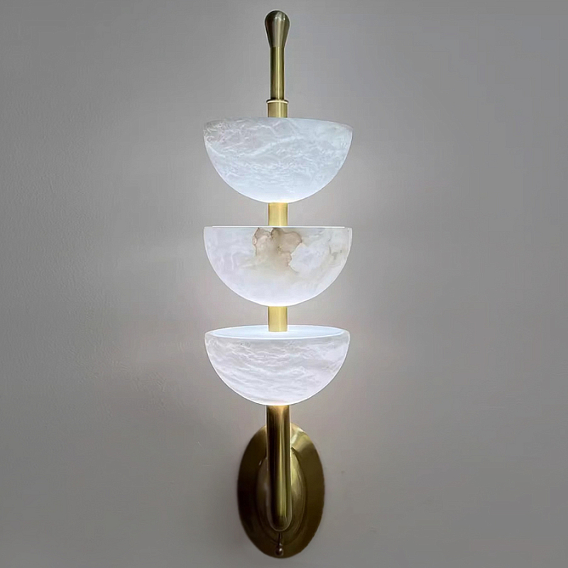 Бра с 3-мя мраморными плафонами в форме чаши Warm Marble Light Латунь Бра с 3-мя мраморными плафонами в форме чаши Warm Marble Light Латунь в Нижнем Новгороде | Loft Concept