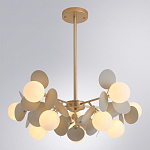 Люстра на штанге с 10-ю белым шарообразным плафоном и декоративными металлическими элементами в виде лепестков серого цвета Matisse варинант исполнения - 2 | Loft Concept в Нижнем Новгороде