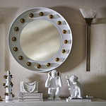 Зеркало белое с круглыми золотыми декоративными элементами Prince of the Church варинант исполнения - 3 | Loft Concept в Нижнем Новгороде