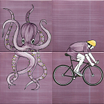 Плитка с узором Осьминог велосипедист варинант исполнения - 1 | Loft Concept в Нижнем Новгороде