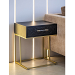 Приставной столик с резным узором на выдвижном ящике Black Table Carved Pattern варинант исполнения - 7 | Loft Concept в Нижнем Новгороде