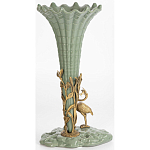 Ваза зеленая фарфоровая с волнистым краем с бронзовой фигуркой журавля Eden Garden  варинант исполнения - 3 | Loft Concept в Нижнем Новгороде