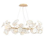 Люстра круглая с белыми лепестками из керамики и прозрачными хрустальными цветками Диаметр 82 см Wintery flovers варинант исполнения - 3 | Loft Concept в Нижнем Новгороде