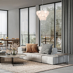 Люстра из белых стеклянных дисков на серебрянном каркасе White Glowing Reflectors варинант исполнения - 2 | Loft Concept в Нижнем Новгороде