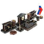 Настольный письменный набор с часами из природного камня обсидиана Peace Contract варинант исполнения - 2 | Loft Concept в Нижнем Новгороде