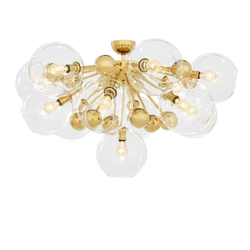 Потолочный светильник Eichholtz Ceiling Lamp Soleil Gold Глянцевое золото Прозрачное Стекло в Нижнем Новгороде | Loft Concept 