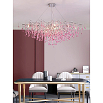 Люстра овальная с розовыми стеклянными подвесками в форме капель FAIRYTREE Light варинант исполнения - 4 | Loft Concept в Нижнем Новгороде