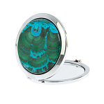 Зеркало карманное складное круглое из натурального камня Малахит с Хризоколлой в подарочной упаковке Silver Stone Mirrors варинант исполнения - 2 | Loft Concept в Нижнем Новгороде
