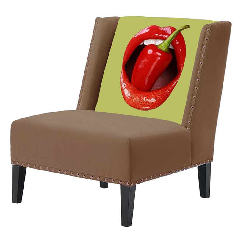 FUN Armchair "Chili Pepper" Beige Дизайнерское кресло с цветным принтом Бежевый в Нижнем Новгороде | Loft Concept 