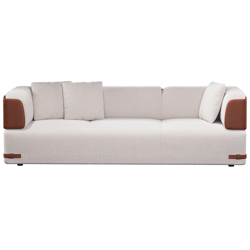 Трехместный диван Richmond с кожаной отделкой Молочный Коричневый в Нижнем Новгороде | Loft Concept 