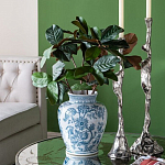 Ваза округлой формы белого цвета с синим растительным узором Blue & White Ornament  варинант исполнения - 4 | Loft Concept в Нижнем Новгороде