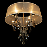 Люстра подвесная круглая с тканевым полупрозрачным абажуром и подвесками 4 лампы Gilded Elegance варинант исполнения - 5 | Loft Concept в Нижнем Новгороде