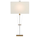 Настольная лампа с прозрачным корпусом и прямоугольным тканевым абажуром Charm and Luxury варинант исполнения - 2 | Loft Concept в Нижнем Новгороде