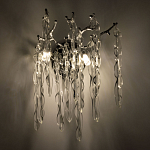 Бра цвета хром с ветвями и прозрачными стеклянными подвесками в виде вытянутых спиральных капель Droplet Chandelier варинант исполнения - 2 | Loft Concept в Нижнем Новгороде