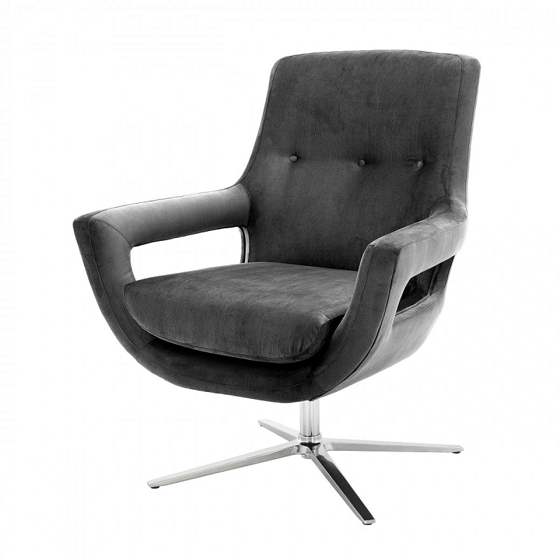 Кресло Eichholtz Swivel Chair Flavio Grey Никель Серый в Нижнем Новгороде | Loft Concept 